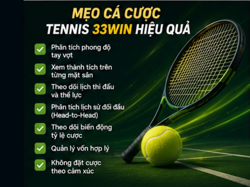 Mẹo Cá Cược Tennis 33Win Hiệu Quả
