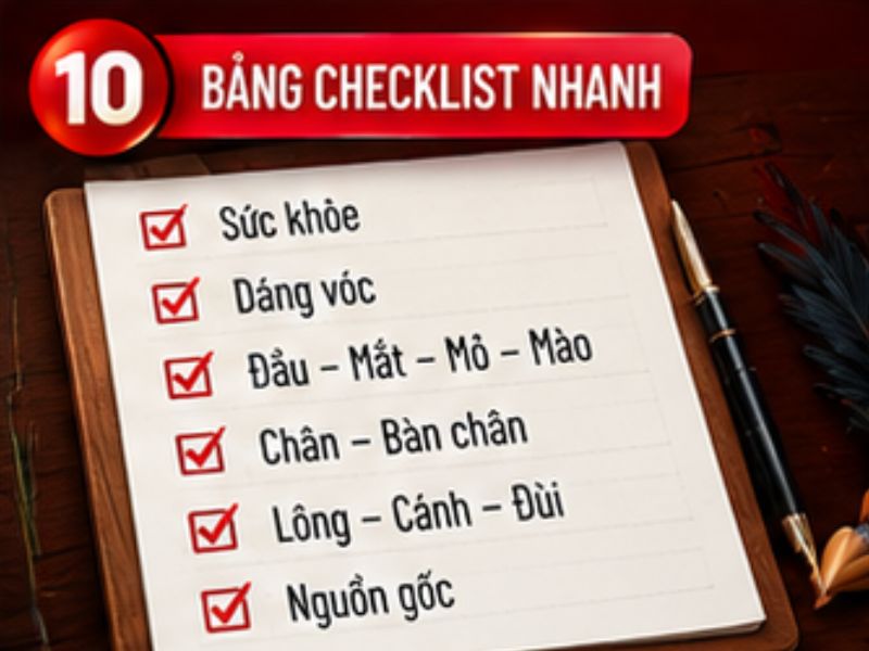 Bảng checklist lựa gà đá 33WIN